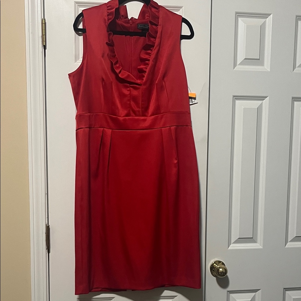 Jessica Howard Red Ruffled Midi Dress
